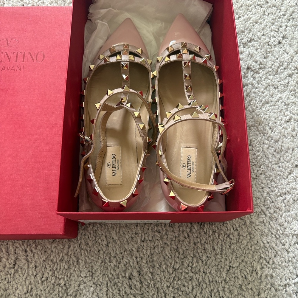 Valentino Pink Studded Flats